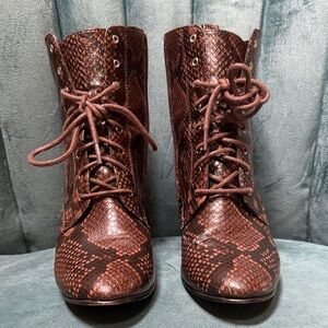 Treasure & Bond Snakeskin Lace-Up Boots